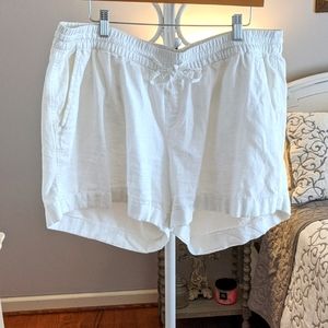 White linen shorts
